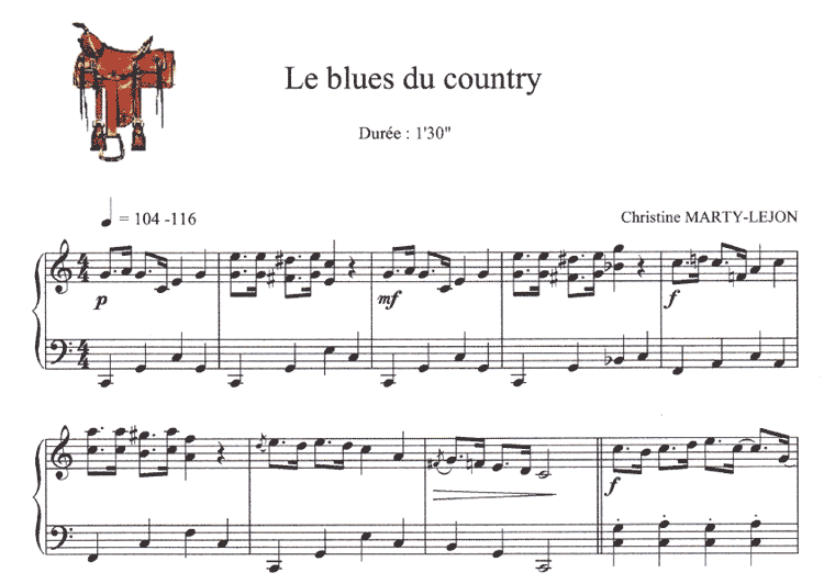 Partition piano Christine Marty Lejon - Le blues du country