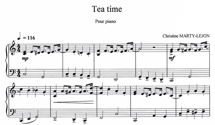Partition piano gratuite Christine Marty Lejon - Tea Time