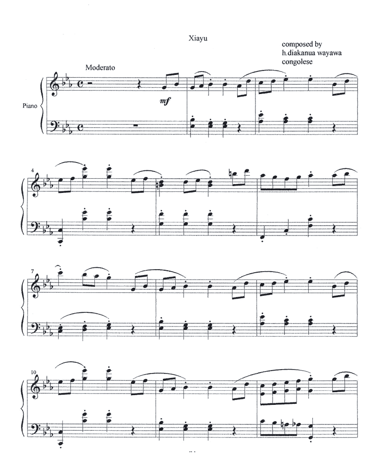 Partition piano - Diakanua Wayawa