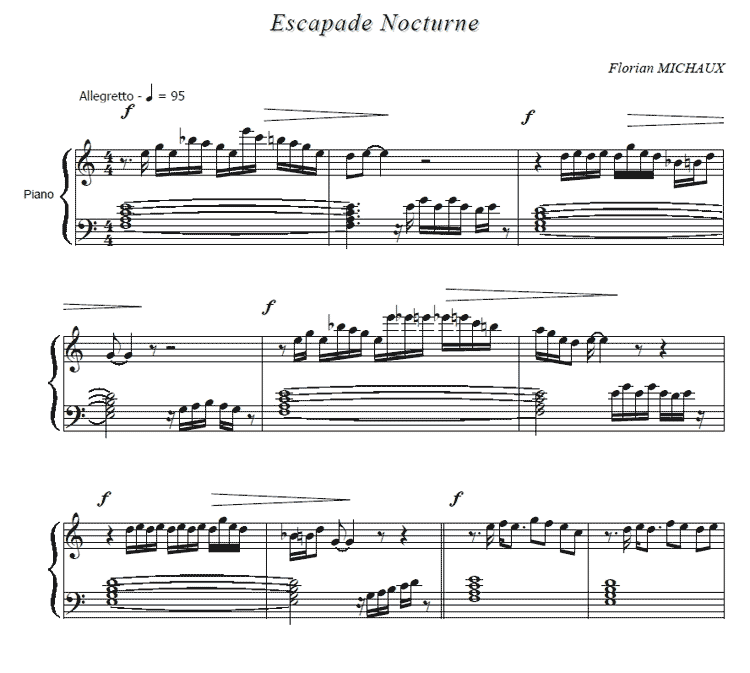 Partition piano gratuite Florian Michaux - Escapade Nocturne